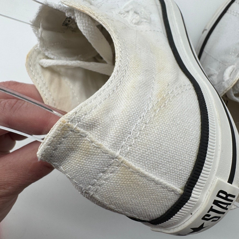 Converse One Star Sneakers Womens 8 White Canvas Low Top Distressed FLAW - Picture 8 of 12